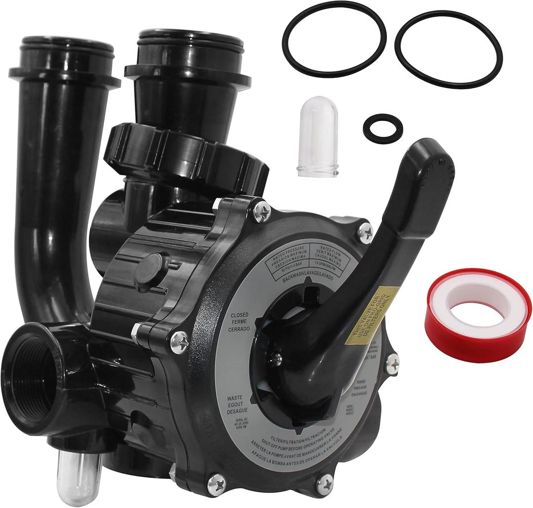 SP0710XR50 Backwash Valve Coupling Compatible with Hayward Pro-Series Vari-Flo Vertical Grid DE Filters with 1-1/2-inch NPT Ports，Black