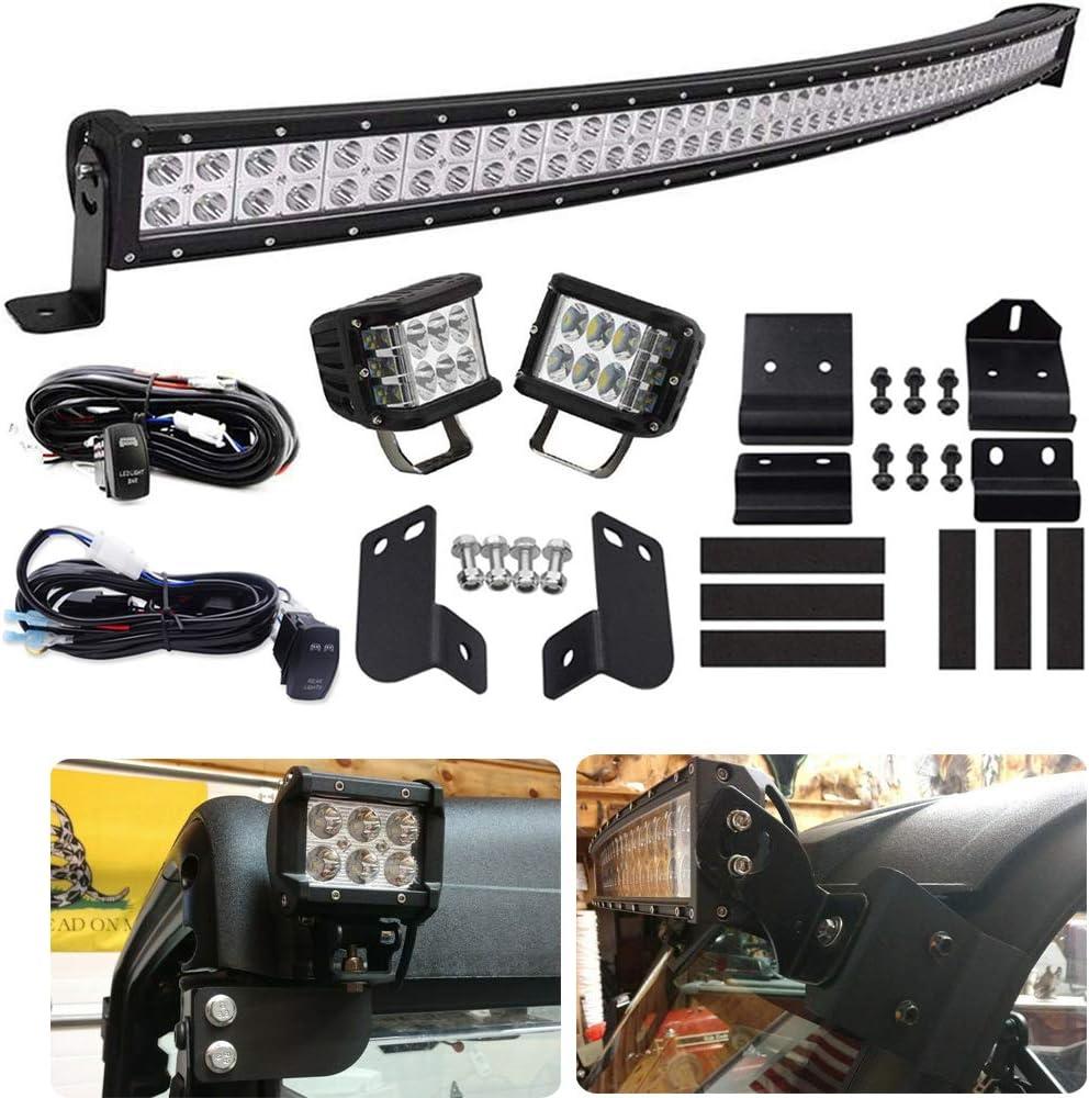 Light Bar Mount Wiring Kit - WeiSen LED Curved Rear Roof Pair 4" 45W Side Shot Cube Lights Brackets w/ 2X Wiring Compatible with Polaris Ranger XP 1000/900/570 2013-2023