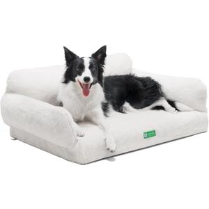 MEWOOFUN 34.6" Orthopedic Dog Bed Sofa for Small Medium Dogs, Egg- Foam Dog Couch with Removable Washable Cover and Non-Slip Bottom (Large, Beige)