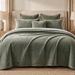 Velvet California King Quilt Set 106x118 3-Piece