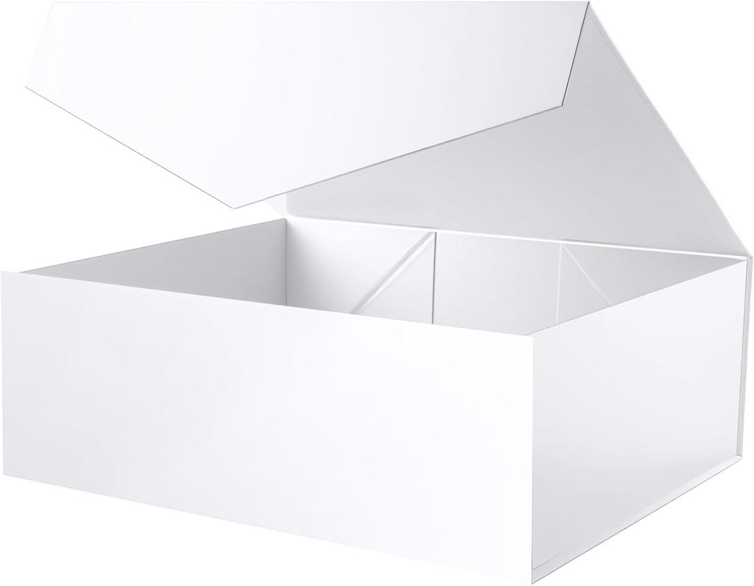 19.2x15.8x7 Inches, Extra Large Gift Box with Lid, Bridesmaid Proposal Box with Magnetic Closure, Giant Gift Box for Clothes and Large Gifts (Glossy White)