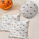 4 Pcs Halloween Throw Pillow Covers 18x18, Soft Faux Fur Pillow Cases Decorations, Fluffy Plush Accent Couch Cushion Case for Halloween Chair Sofa Bedroom Living Room Home Decor(Ghost A)