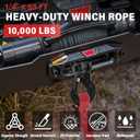 Synthetic Winch Rope Kit - 1/4" x 50' 10000 lbs Synthetic Winch Cable for ATV UTV Off-Road Vehicles with Forged Hook, Rubber Stopper, Protective Sleeve and Safety Pull Strap - Grey