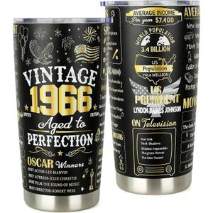 60th Birthday Gifts for Men Women - 1966 60th Birthday Decorations Gifts for Her Him Turning 60 Year Old Gift Ideas - Funny 60 Bday Gift for Mom, Dad, Wife, Husband - 20 Oz Tumbler