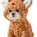 AZA Reindeer Dog Costume Fluffy Christmas Clothes Moose Coat Winter Pet Hoodies Puppy Girl Cute Coat Outfits for Small Dogs Costumes (XLSuitable12lb-16.5lb,Moose Brown)