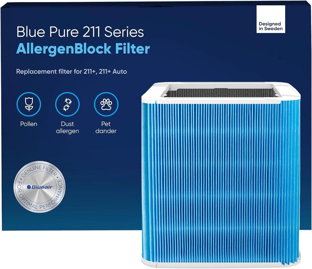 BLUEAIR Blue Pure 211+ Series AllergenBlock Filter, Genuine Replacement for Allergies, Pet Dander, Pollen, Dust - Fits 211+ and 211+ Auto, 3.3" x 20.8" x 12.3"