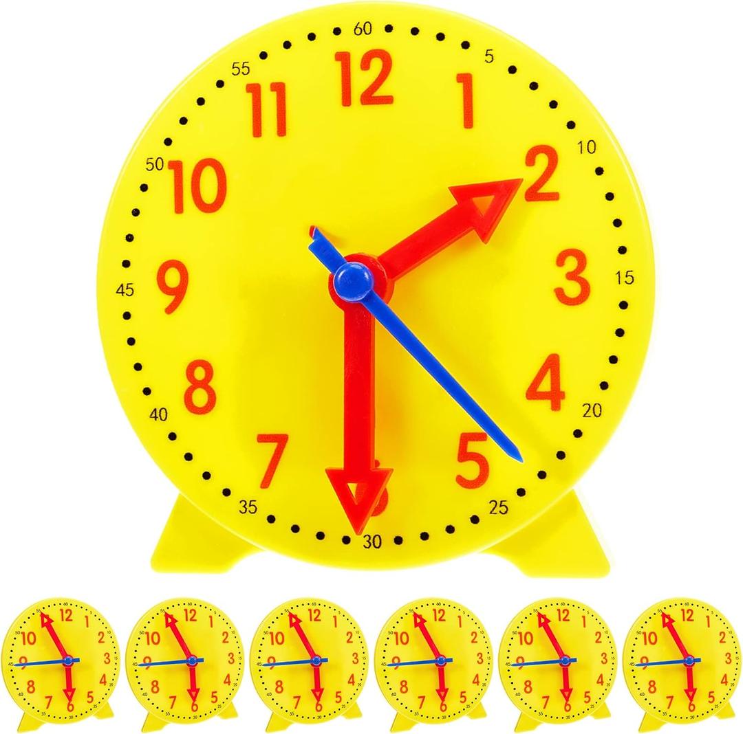 Henoyso 48 Pcs Teaching Clock Kit for Kids to Tell Time Mini Teaching Clock Bulk for Student Early Basic Math Skills Development Teacher and Classroom Supplies
