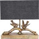 Creative Co-Op Rustic Resin Bird Table Lamp with Black Rectangle Shade, Gold Finish