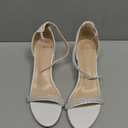 PARTY Women's Open Toe Ankle Strap Low Block Chunky Heels Sandals (9, White Pearl)