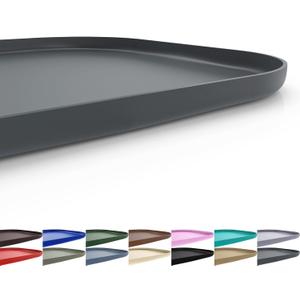 Silicone Pet Feeding Mat with Raised Edge for Food and Water, Dog Bowl Mats, Cat Bowls Placemat with High Lip for Floor Waterproof, Rubber Tray for Cats and Dogs 22 x 14 x 0.8 Dark Gray