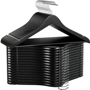 StorageWorks Black Wooden Hangers 30 Pack, Heavy Duty Wood Hangers for Closet, Clothes Hangers for Coats, Shirts, Pants, Suits