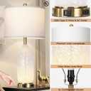 Rinweey 26" Modern Clear Glass Table Lamps Set of 2,Nightstand Lamp with USB A+C Ports & AC Outlet,Bedside Lamps with 3-Way Dimmable Touch Control Night Light for Bedroom Living Room(Bulbs Included)