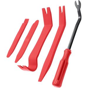 5 Pcs Car Trim Removal Tool Kit Upholstery Tools, Auto Clip Removal Pry Tool for Door Dash Dashboard Panel Fastener Remover, Push Pin Puller Body Repair Tools, Red