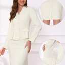 Allegra K 2 Piece Skirt Sets for Women Long Sleeve Blazer and Pencil Skirt Business Suits, Large, Cream White