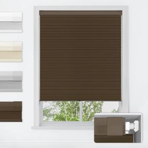 LazBlinds No Tools No Drill Cordless Cellular Shades, Blackout Light Blocking Honeycomb Shades for Home, Thermal Insulation Blinds for Windows, 34" W x 48" H, Dark Coffee