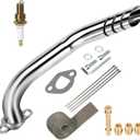 HIAORS Mini Bike Exhaust Pipe Header Kit Compatible with Predator 212cc 224cc 196cc Coleman CT200U BT200X CT200U-EX Baja Warrior MB200 MB165 KT196 6.5hp GX160 Clone Engine Go Kart Performance Parts (Silver)
