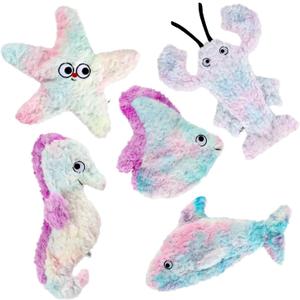 Sedioso Dog Toys Pack, Durable Unstuffed Animal Dog Chew Toy, Large Soft Plush Dogs Toys Set, Dog Squeaky Toy for Small, Middle, Large Breed(5-Pack, Ocean Animals)