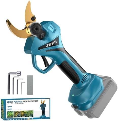 ZUYIYI Cordless Electric Pruning Shears for Makita 18V Battery, Brushless Electric Pruner Tree Branch Cutter 2.4" (60mm) Cutting Diameter w/LED Display, 4 Wrenches (Battery NOT included)