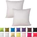 Queenie - 2 Pcs Solid Color Cotton Decorative Pillowcase Cushion Cover for Sofa Throw Pillow Case (16 X 16 Inch (40 X 40 Cm), Ivory)