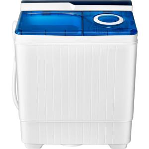 Portable Washing Machine, Twin Tub 26 Lbs Capacity, 18 Lbs Washer and 8 Lbs Spinner, Compact Washer with Control Knobs, Timer Function, Drain Pump, Laundry washer for Apartment RV, Blue