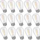 KLY 15-Pack LED String Light Bulbs, Plastic Shatterproof S14 Replacement Edison Bulbs, 1W Equivalent to 10W LED Bulb, Warm White 2200K E26 Base