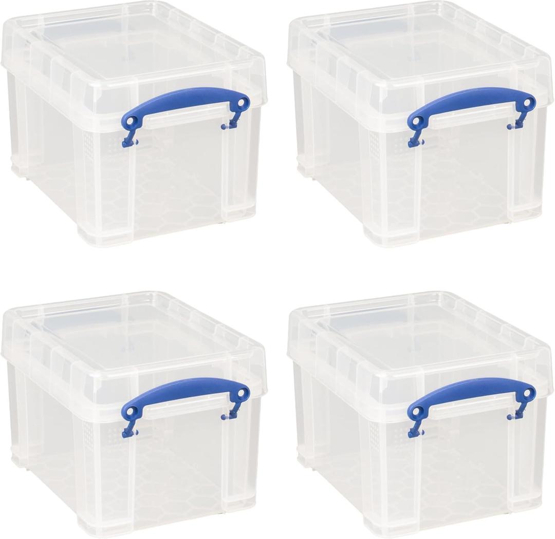 Really Useful Box 4 Pack Storage Bins, Clear Plastic Stackable Organizing Totes, 3 Liter Really Useful Box 4 Pack Storage Bins, Clear Plastic Stackable Organizing Totes, 3 Liter