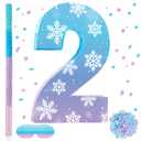 Halloscume 20 Inch Purple Blue Snowflake Number Piñata Wonderland Snowflake Piñata Large Fairy Tale Snowflake Piñata with Stick Blindfold Confetti for Christmas Winter Birthday Party Supply(Two)