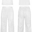 ROYLAMP Women's Summer 2 Piece Outfits Sleeveless Square Neck Tops Wide Leg Pants set Jumpsuit with Pockets (White, XL)