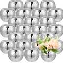 Jinei 24 Pcs Disco Vases Bulk Silver Mirror Disco Ball Flower Glass Ball Planter Candle Holder Glass Vase for Wedding Table Centerpieces Bedroom Office Birthday Decoration (3" X 4")