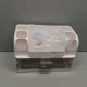 Delamu Makeup Organizer Countertop with 6 Brush Holder, Bathroom Countertop Organizer with 2 Large Drawers, Cosmetic Display Case for Vanity, Ideal Christmas Gifts for Women Girls, Light White