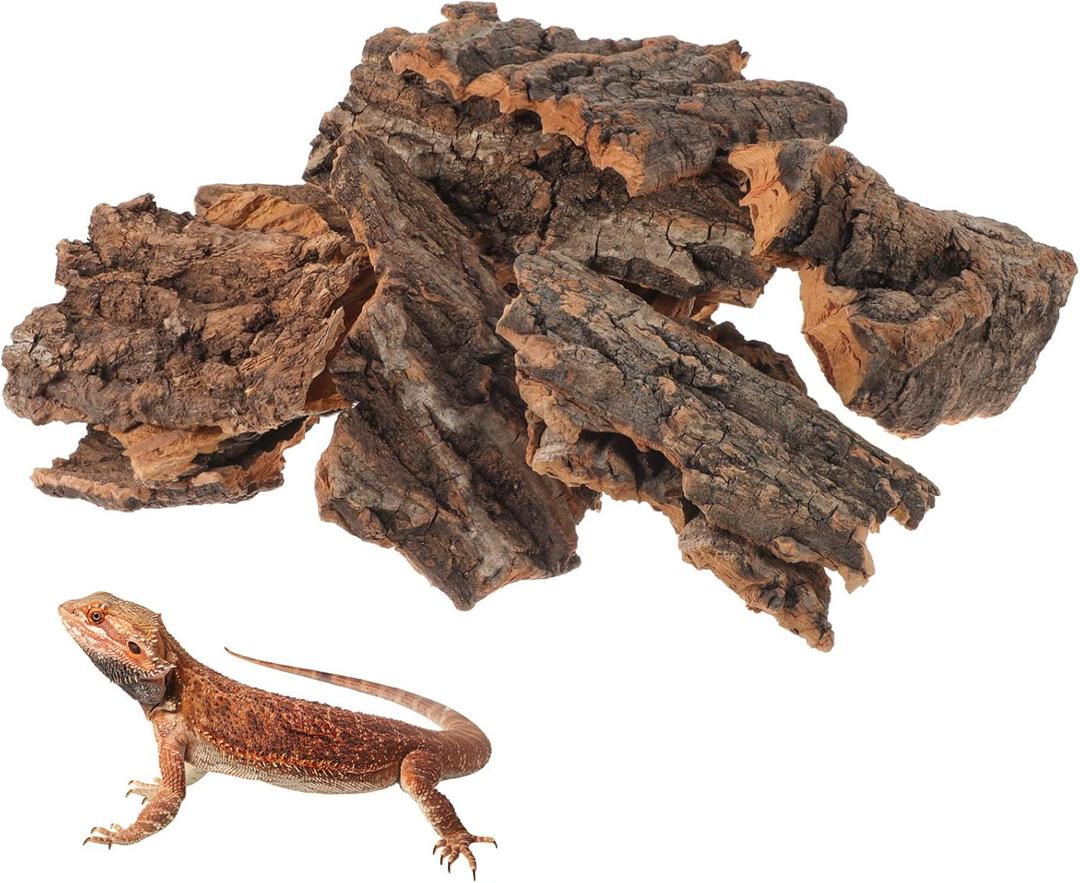 Kisangel Reptile Bark Climbing Platform and Hideout Hut - Natural Terrarium Decoration for Snake Lizard Gecko Tanks - Multi-Functional Habitat Accessory for Climbing Hiding Exploration
