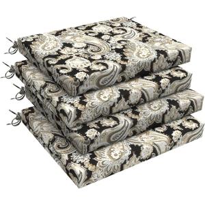 LVTXIII Outdoor Chair Cushions, Fade-Resistant Patio Furniture Cushions Outdoor Chair Pads with Ties for Dining Chairs and Garden Furniture Use, 18.5"x16"x2" 4 Pack, Paisley Black