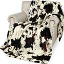 Cow Print Heated Blanket, 90"x90" Queen Size Electric Blanket Dual Control, Cozy Soft Flannel Sherpa Heating Blankets with 9 Heat Levels & 2/4/8/12H Auto-Off