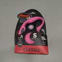 FLEXI New Classic Tape Retractable Dog Leash for Small Dogs Up to 33 lbs.  16 ft., Pink Tangle-Free Pet Walking Leash with One-Handed Brake, Pause, Lock German Quality Product