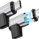 2Pack 24Pin Magnetic USB C 90 Degree Adapter 240W(40Gbps and 4K Video), USB-C Male to USBC Female Right Angle Adapter, Type C Extender for USB 4 Steam Deck, ROG Ally, Switch, PC, Tablet, iPhone 15 16