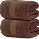 White Classic Luxury Soft Brown Bath Sheet Towels - 650 GSM Cotton Luxury Bath Towels Extra Large 35x70 / Highly Absorbent and Quick Dry/Hotel Collection Extra Large Bath Towels Oversized, 2 Pack