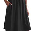 AUSELILY Women's Summer Short Sleeve Knee-Length Dresses Round Neck Loose Dress with Pockets 2026 New (L)