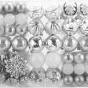 100 Pack Christmas Ball Ornaments,Silver and White Plastic Christmas Balls Shatterproof Christmas Tree Decorations in Indoor,Holiday Xmas Tree Decor Hanging Baubles Balls