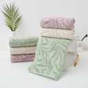 Pidada Hand Towels Set of 2 Leaf Pattern 100% Cotton Absorbent Soft Decorative Towel for Bathroom (Green)