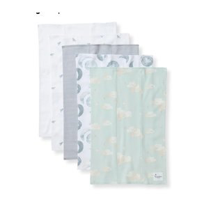 Burts Bees Baby Infant Burp Cloths, 100% Organic Cotton Extra Absorbent Soft Fabric Drool Cloths, 5-Pack Newborn Must-Have Essential Large Burping Cloths, One Size 17 x 11.75 Inches