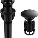 Bathroom Sink Drain with Overflow, Hurran Matte Black Universal Bathroom Sink Stopper for Bathroom Vanity Vessel Sink, Rapid Draining Plastic Pop-up Sink Drain with Hair Catcher Anti-Clog Strainer