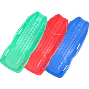 Slippery Racer Downhill Xtreme Flexible Adults and Kids Plastic Toboggan Snow Sled for up to 2 Riders with Pull Rope and Handles (3 PACK)