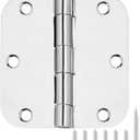 Polished Chrome Door Hinges 3.5 Inch 3 Pack Indoor 3 1/2 Inside Interior Door Hinge Pantry Laundry Basement Bedroom Door Hinges Flat Iron Bifold Residential Stardand Rounded Door Hinge 5/8" Radius