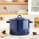 IMUSA USA Enamel Steamer Pot, 16-Quart, Blue