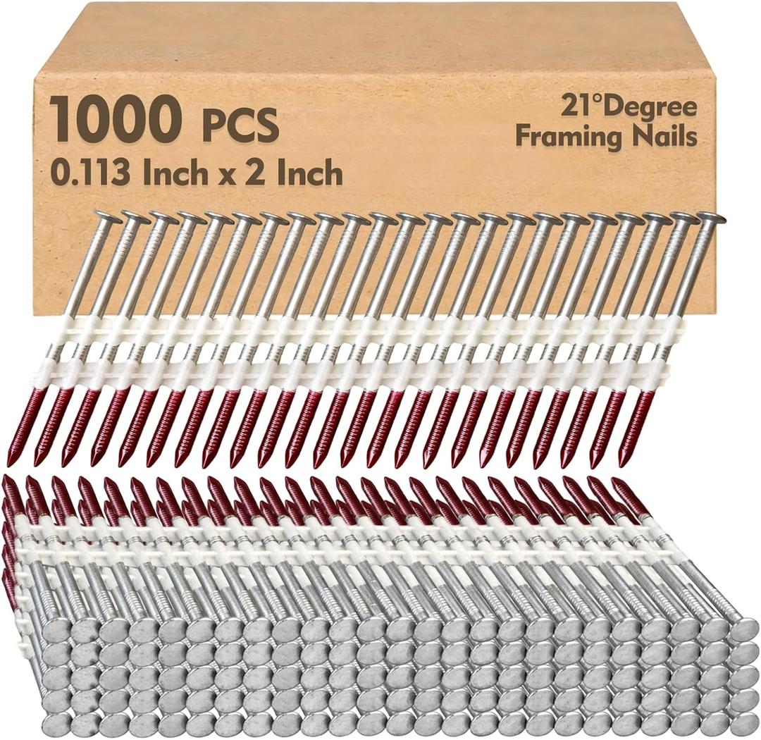 21 Degree Framing Nails 2" x .113" for 20-22 Degree Framing Nailer, 21° - 0.113" x 2"
