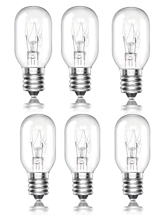15W Salt Lamp Bulb, E12 Base 120V Incandescent Light Bulb, Replacement for Himalayan Salt Rock Lamps, Warm White 2700K, Dimmable, 1-Pack - Pack of 6