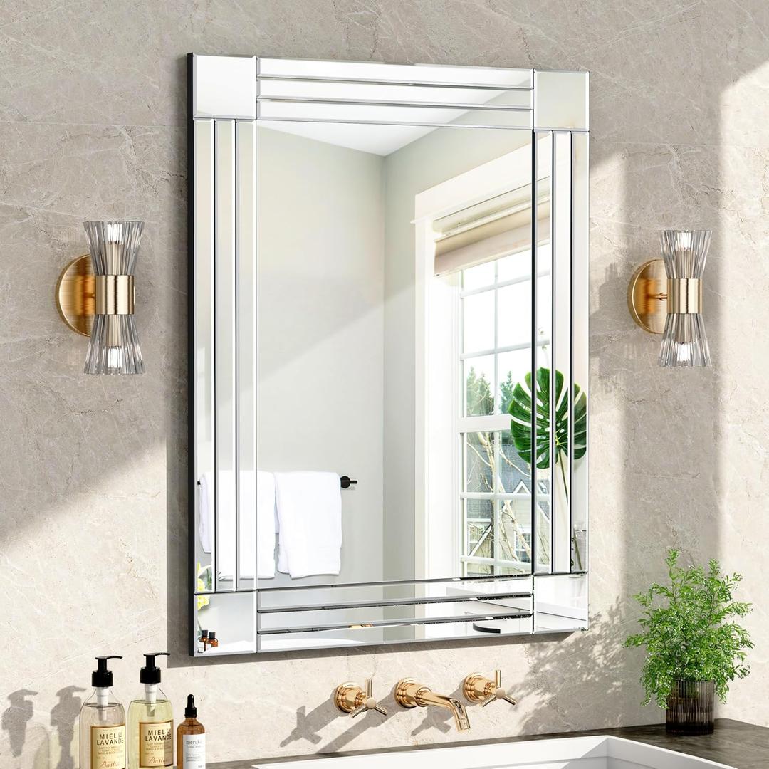 Decorative Wall Mirror Gorgeous Silver Mirror for bedrooms, bathrooms, entryways hallways, Living Room and Dining Room Walls 20x28