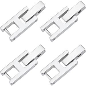 WEBEEDY 4 PCS Fold Over Clasp Set for Bracelet or Watch Stainless Steel Watch Extension Clasp Square Metal Strap Replacement Accessories for Jewelry Making Women Adults DIY Craft,Silver,20x7mm