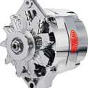 Powermaster Alternator, GM Original Look, 12SI, 100 amps, 12V, 1-Wire / 3-Wire, Single V-Belt Pulley, Straight Mount, Aluminum Case, Chrome, GM, Each