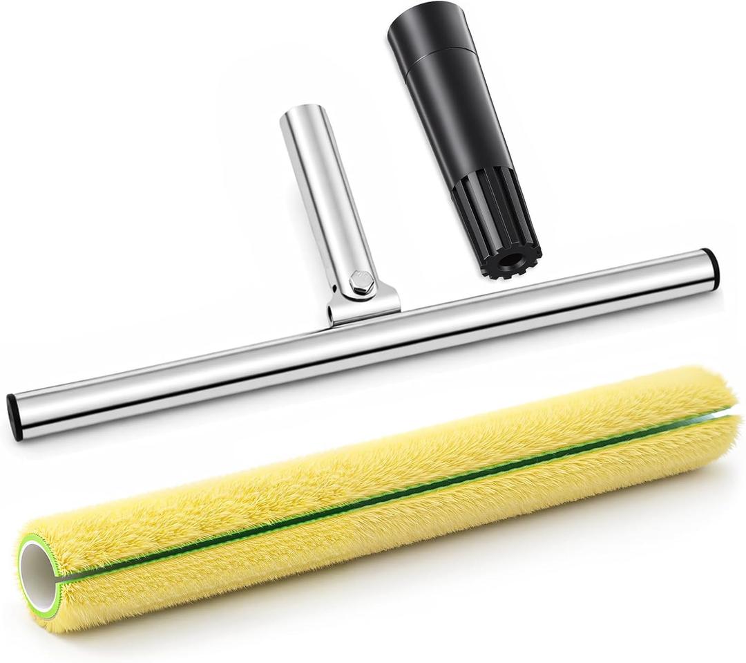 18 Inch T Bar Applicator for Coating Green Flocked Cotton Sleeve T Shaped Frame Floor Finish Tool Kit for Wood Surface Concrete Floors Finishing DIY Paint Sealant